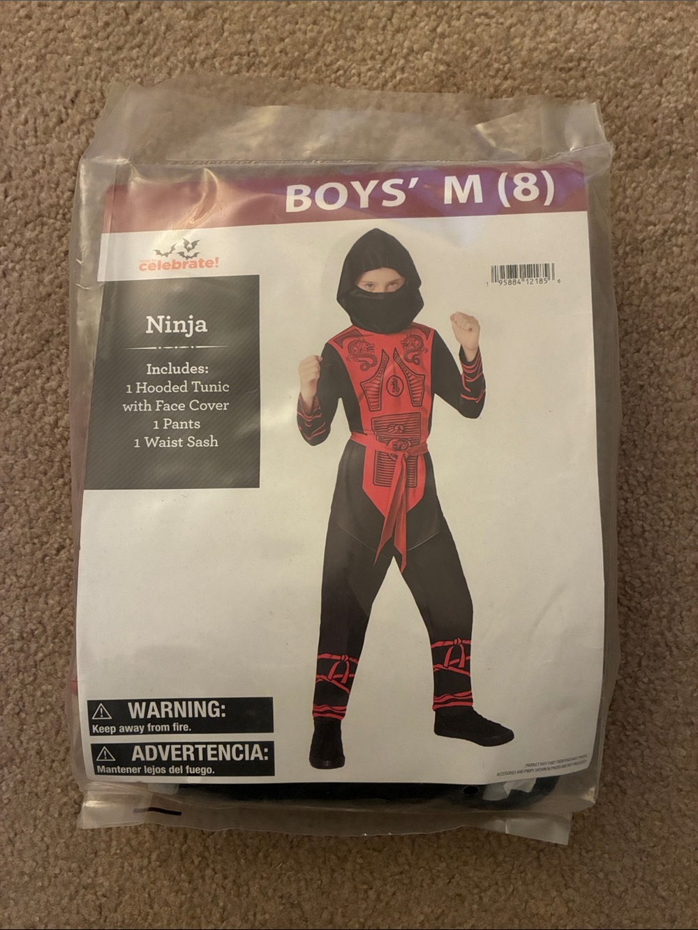 Way To Celebrate Boys' Ninja Halloween Costume - Size M (8)